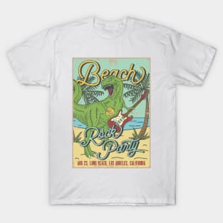 Beach Dinossaur summer rock sand festival T-Shirt